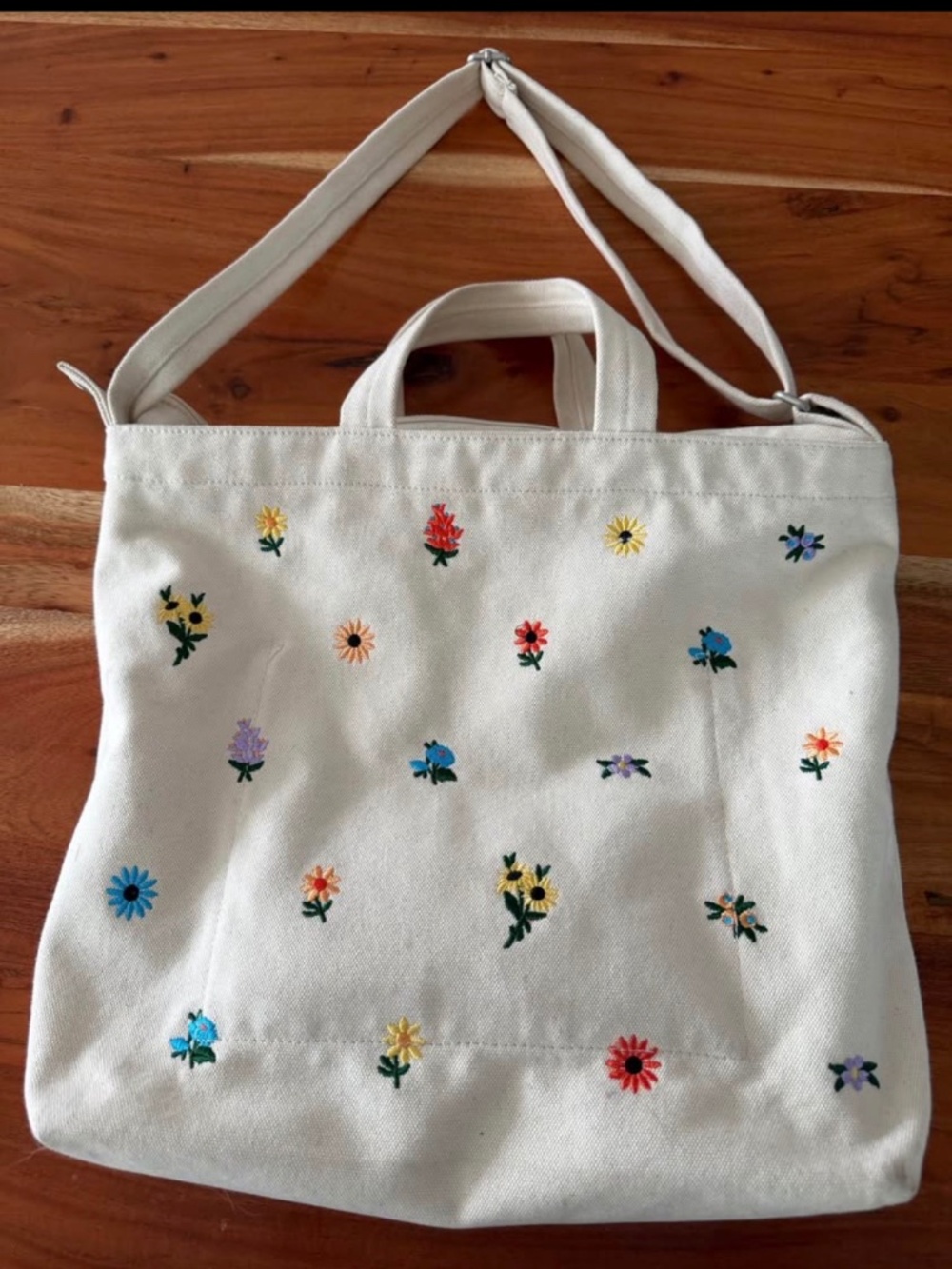 Baggu Embroidered Floral Horizontal Duck Bag